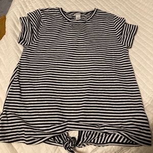 Navy Striped Tie Back Tee